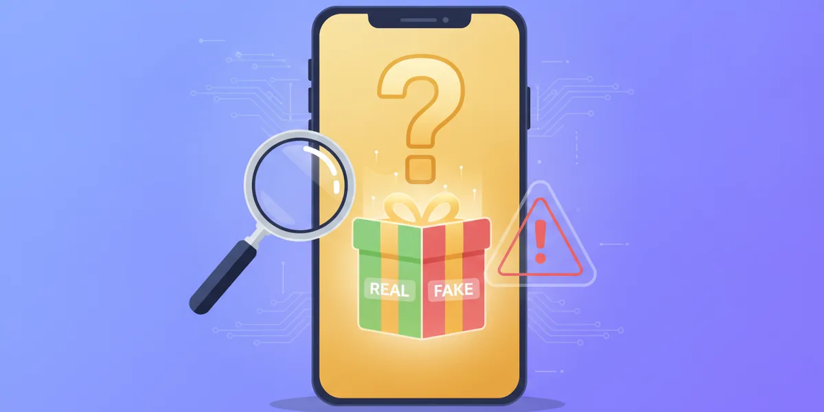 Crown 11 mystery box app under a magnifying glass — real or fake